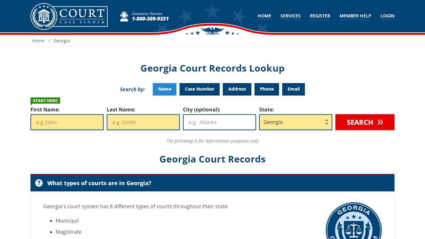 Georgia Court Records Lookup - GA Court Case Search - CourtCaseFinder.com